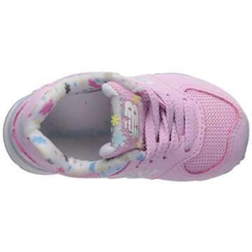 New Balance Kid's 574 V1 70s Racing Lace-up Sneaker, Crystal Rose/Summer Sky, 8
