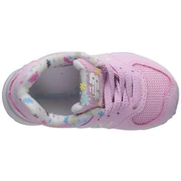New Balance Kid's 574 V1 70s Racing Lace-up Sneaker, Crystal Rose/Summer Sky, 8