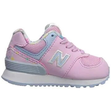 New Balance Kid's 574 V1 70s Racing Lace-up Sneaker, Crystal Rose/Summer Sky, 8
