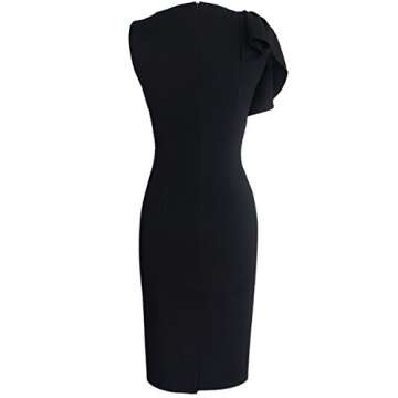 VFSHOW Womens Celebrity Elegant Ruffle Ruched Cocktail Party Bodycon Dress 1390 BLK XL