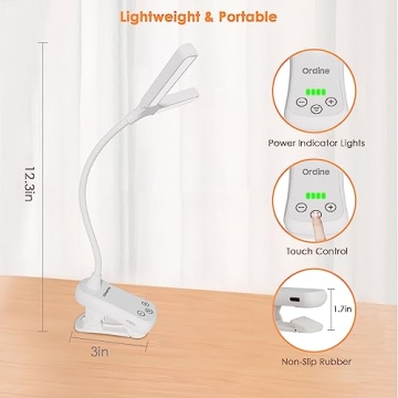 Rechargeable Clip-On Book Light with Stepless Dimming