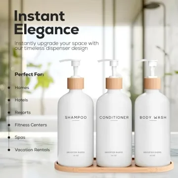 Stylish White Shampoo and Conditioner Dispenser Set