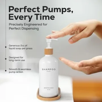 Stylish White Shampoo and Conditioner Dispenser Set