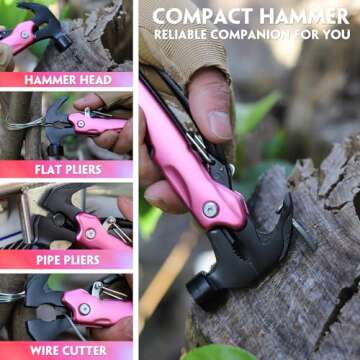 Gifts for Women Mom Wife - Birthday Gifts for Women, Mothers Day P’ink Gifts for Women, Mom, Wife, Sister - Stocking Stuffers for Women - Christmas Womens Gifts from Daughter Son, Multitool Hammer