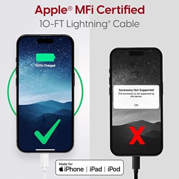 Talkworks MFi Fast-Charge Lightning Cable - 10ft Durable Cord