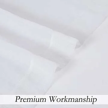 Central Park White Sheer Window Curtain Panels Linen Texture Solid Window Treatment Sets Drape Pairs Rod Pocket Curtains for Living and Bedroom Rustic Farmhouse 84 inches Long, 2 Panels