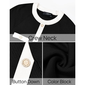 ZESICA Women's Ribbed Knit Midi Sweater Dress - Stylish & Cozy