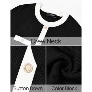 ZESICA Women's Ribbed Knit Midi Sweater Dress - Stylish & Cozy