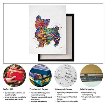 Wall Canvas Art,Yorkshire Terrier Watercolor Print Yorkie Art Print Terrier Art Gift Pet Dog Lover G...