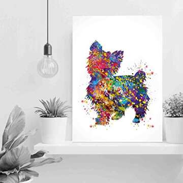 Wall Canvas Art,Yorkshire Terrier Watercolor Print Yorkie Art Print Terrier Art Gift Pet Dog Lover Gift Puppy Poster Wall Art Dog Art Housewarming Gift-5 in x7 in-Ready to hang