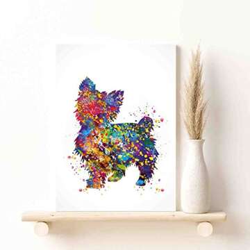 Wall Canvas Art,Yorkshire Terrier Watercolor Print Yorkie Art Print Terrier Art Gift Pet Dog Lover Gift Puppy Poster Wall Art Dog Art Housewarming Gift-5 in x7 in-Ready to hang