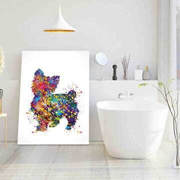 Wall Canvas Art,Yorkshire Terrier Watercolor Print Yorkie Art Print Terrier Art Gift Pet Dog Lover Gift Puppy Poster Wall Art Dog Art Housewarming Gift-5 in x7 in-Ready to hang