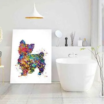 Yorkshire Terrier Watercolor Canvas Art Gift for Dog Lovers