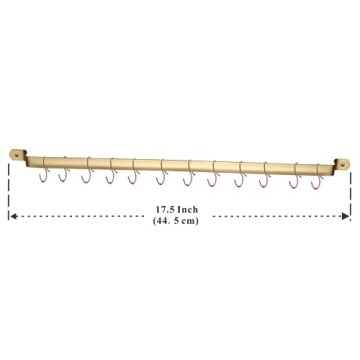 Kyraton Kitchen Utensil Rack with Gold Titanium Plating – 14 Hooks