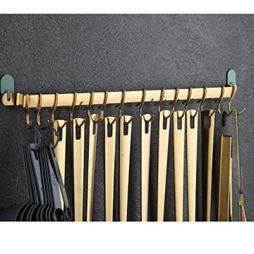 Kyraton Kitchen Utensil Rack with Gold Titanium Plating – 14 Hooks