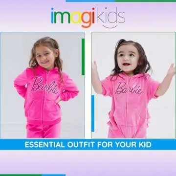 Barbie Little Girls Velour Zip Up Hoodie Pants Outfit Set Pink 6