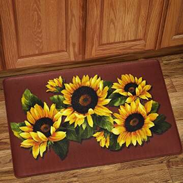 Sweet Home Collection Memory Foam Anti Fatigue Durable Non Skid Rug, 30" x 18", Black Eyed Susan