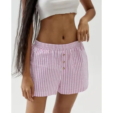 MISSACTIVER Elastic Striped Shorts for Women - Summer Comfort