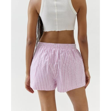 MISSACTIVER Elastic Striped Shorts for Women - Summer Comfort