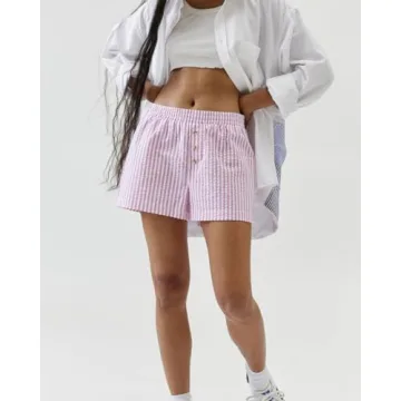 MISSACTIVER Elastic Striped Shorts for Women - Summer Comfort