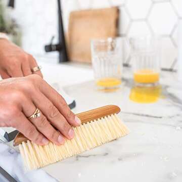 Full Circle Crumb Runner, Counter Sweep and Squeegee, Compact Brush for Sink & Kitchen Countertops, White