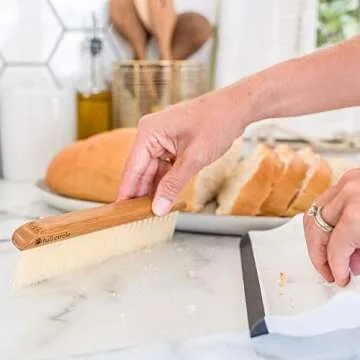 Full Circle Crumb Runner, Counter Sweep and Squeegee, Compact Brush for Sink & Kitchen Countertops, White