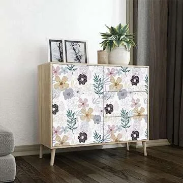 Mecpar Floral Peel and Stick Wallpaper 17.71'' x 78.7'' Pink Perennial Blooms Floral Wallpaper Floral Contact Paper Vinyl Self Adhesive Removable Waterproof Wallpaper for Bathroom Cabinet Decorative