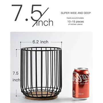 getstar Kitchen Utensil Holder with Acacia Base - Large Capacity