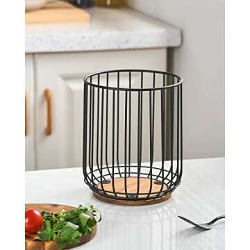 getstar Kitchen Utensil Holder with Acacia Base - Large Capacity