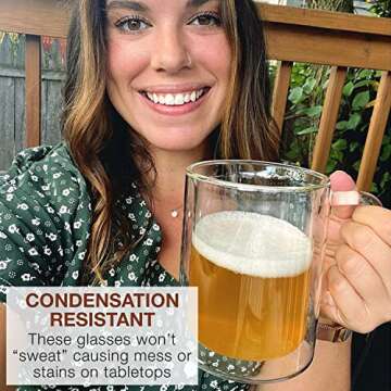 Eparé 16 oz Double Wall Coffee Mugs Set of 2 - Clear Glass