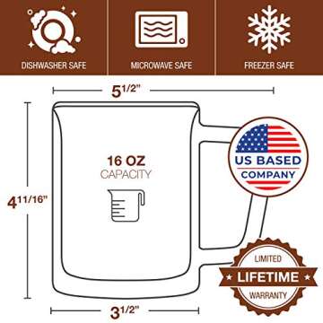 Eparé 16 oz Double Wall Coffee Mugs Set of 2 - Clear Glass