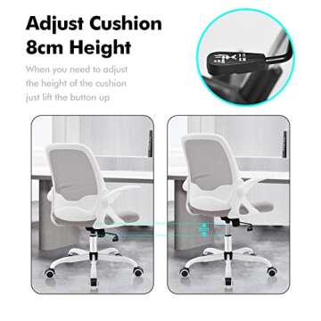 KERDOM Office Chair, Ergonomic Desk Chair, Breathable Mesh Computer Chair, Comfy Swivel Task Chair with Flip-up Armrests and Adjustable Height