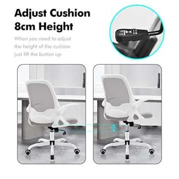 KERDOM Office Chair, Ergonomic Desk Chair, Breathable Mesh Computer Chair, Comfy Swivel Task Chair with Flip-up Armrests and Adjustable Height