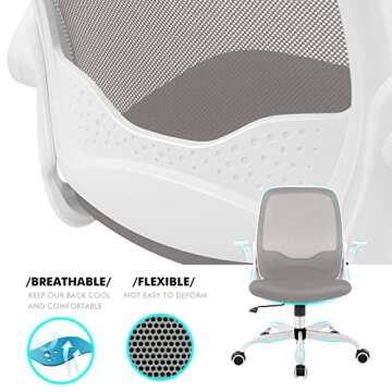 KERDOM Office Chair, Ergonomic Desk Chair, Breathable Mesh Computer Chair, Comfy Swivel Task Chair with Flip-up Armrests and Adjustable Height
