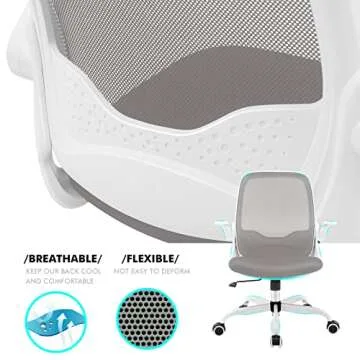 KERDOM Office Chair, Ergonomic Desk Chair, Breathable Mesh Computer Chair, Comfy Swivel Task Chair with Flip-up Armrests and Adjustable Height