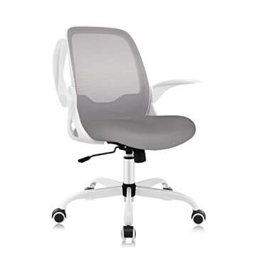 KERDOM Office Chair, Ergonomic Desk Chair, Breathable Mesh Computer Chair, Comfy Swivel Task Chair with Flip-up Armrests and Adjustable Height