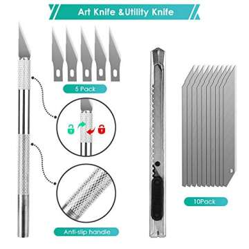 PACETAP Car Vinyl Wrap Tool kit 35pcs, Window Tint Tools Kit Including Package Bag, Felt Squeegee, Edge Trimmer, Soft Corner Squeegee, Retractable Kinfe and 10*Kinfe Blades, Carving Knife, Cut Knife