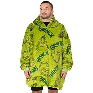The Grinch Vuddie Oversized Blanket Hoodie Adult Green Fleece