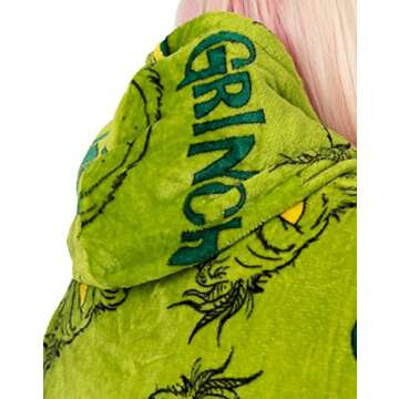 The Grinch Vuddie Oversized Blanket Hoodie Adult Green Fleece