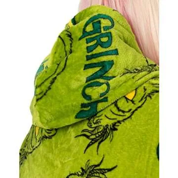 The Grinch Vuddie Oversized Blanket Hoodie Adult Green Fleece