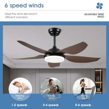 Kviflon 46IN/66IN Ceiling Fans with Lights