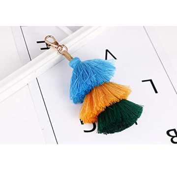 ZOONAI Colorful Tassels Keychain for Women