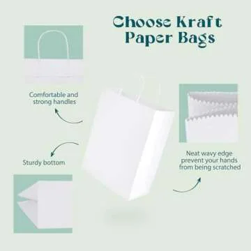 MESHA White Kraft Paper Bags - 100pcs Gift Bags Bulk