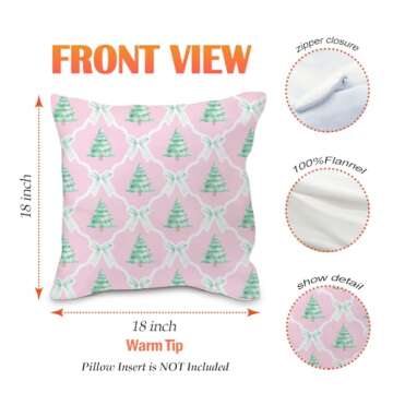 Nvotell Pink Christmas Tree Pillow Covers - Coquette Bows Cases, Tree Decorations, Room Decor