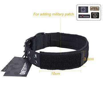 OneTigris Military Adjustable Dog Collar with Metal D Ring & Buckle 2 Sizes (Black, M)