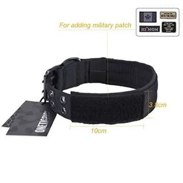 OneTigris Military Adjustable Dog Collar with Metal D Ring & Buckle 2 Sizes (Black, M)