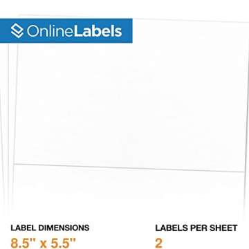 8.5 x 5.5 Half-Sheet Shipping Labels - Permanent, White Matte - for FBA, FedEx, UPS - Pack of 200 La...