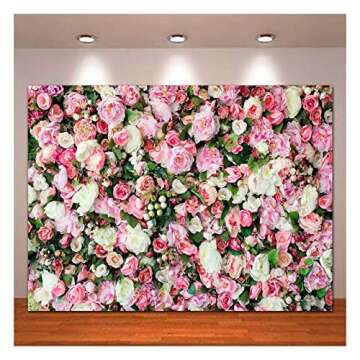 3D Pink Rose Flower Theme Photography Background 5x3ft Wedding Bridal Newborn Shower Birthday Party Photo Backdrops Banner Decor Supplies Couple Studio Props Vinyl