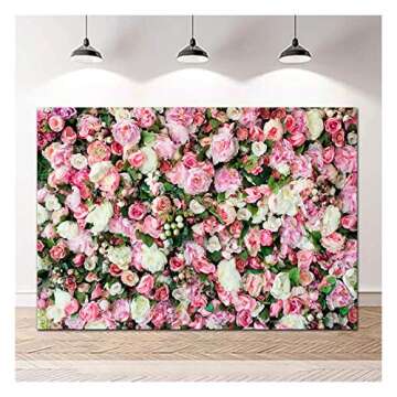 3D Pink Rose Flower Theme Photography Background 5x3ft Wedding Bridal Newborn Shower Birthday Party Photo Backdrops Banner Decor Supplies Couple Studio Props Vinyl