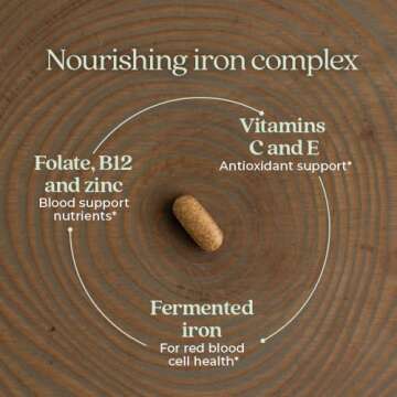 New Chapter Iron Supplement, Whole-Food Fermented Iron Complex Made with Organic Vegetables & Herbs + One Daily Non-Constipating Dose- 60ct, 2 Month Supply